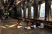 The great Chola temples of Tamil Nadu - The Nataraja temple of Chidambaram. Brahmins doing the puja. 